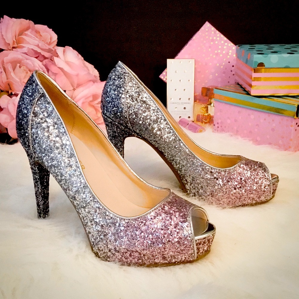 Marc Fisher “Harpley” Glitter Peep Toe Platform Pump - Picture 4 of 13